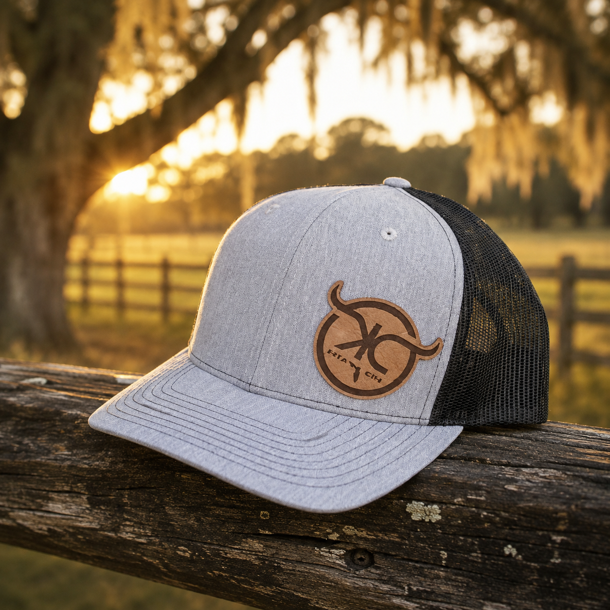 KCRanch Leather Patch Hat Tilted