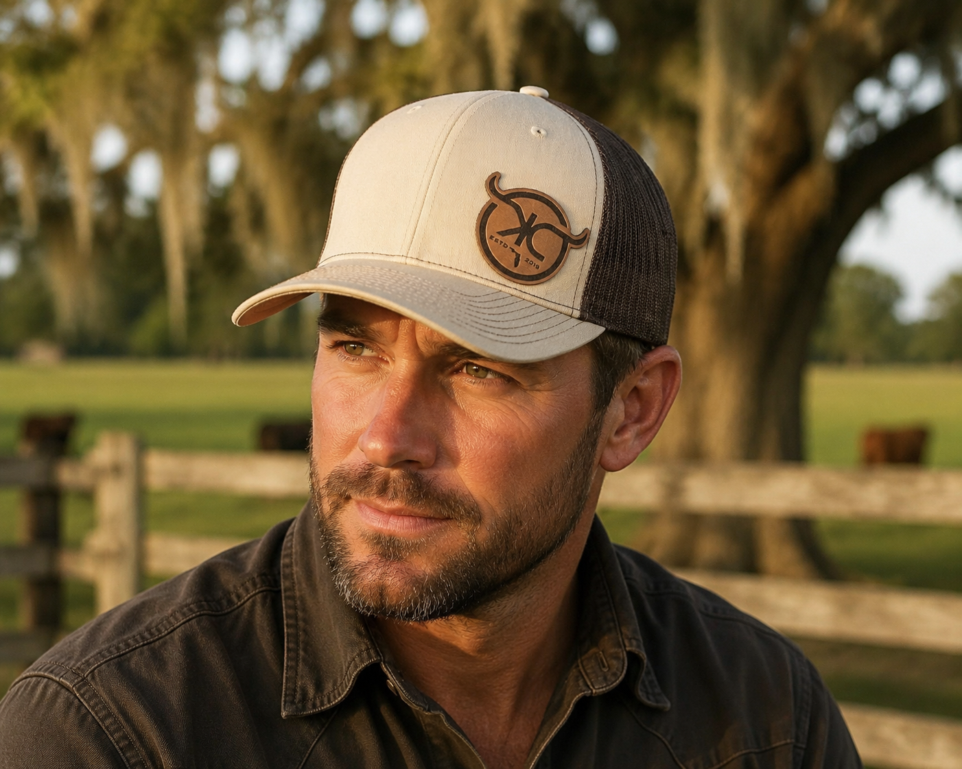 KCRanch Leather Patch Hat Tilted