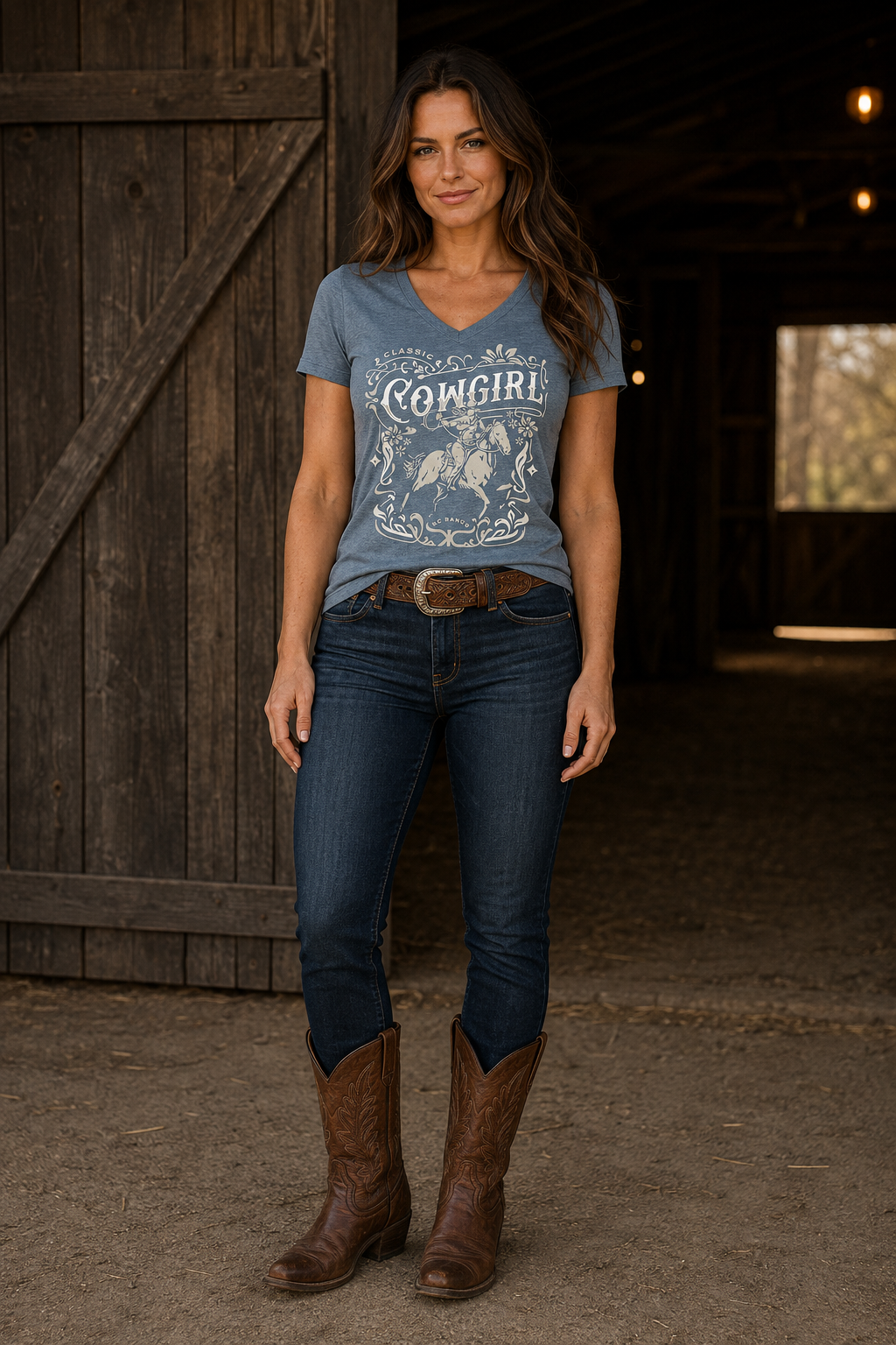 KCRanch "Cowgirl" Ladies V-Neck Tee