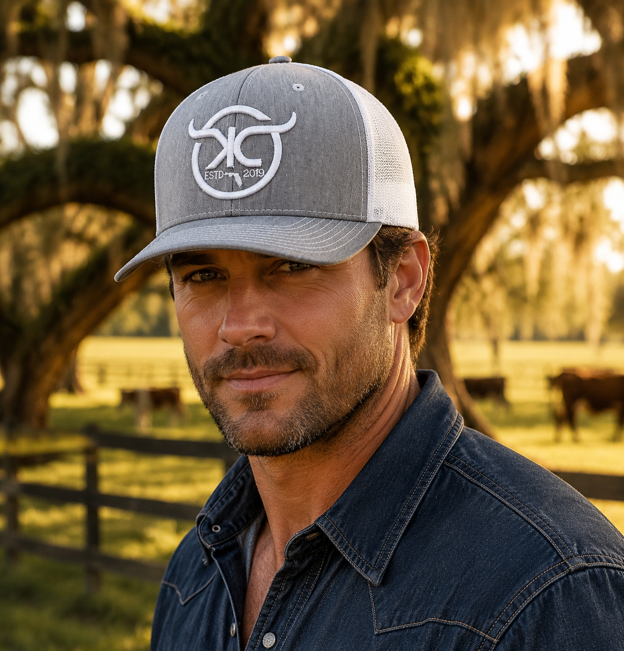 KCRanch Heather Grey / White Ball Cap