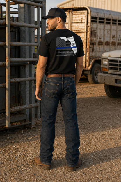 KCRanch Blue Line Patriotic Tee
