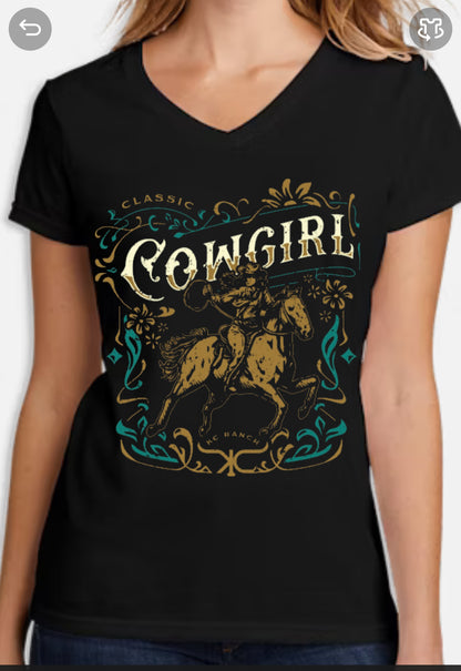 KCRanch "Cowgirl" Ladies V-Neck Tee